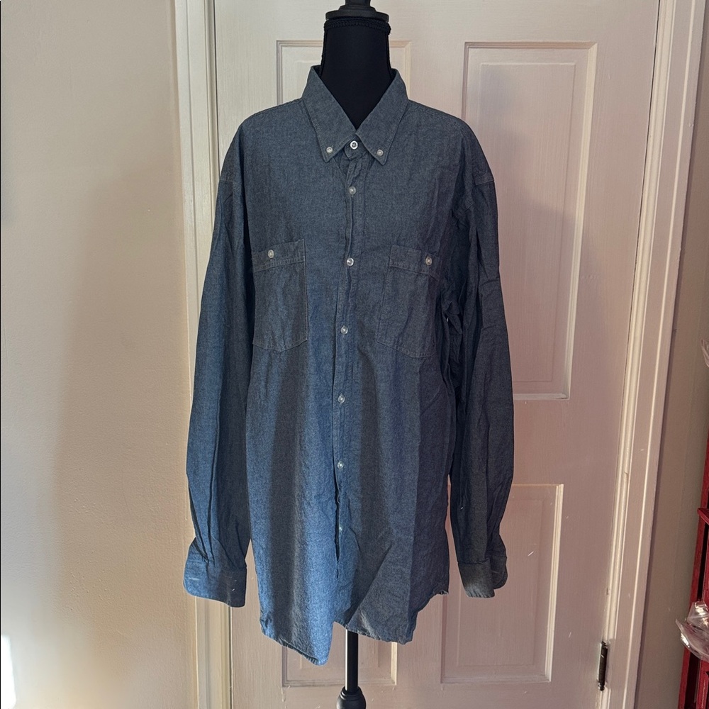 Southern Proper Men's Button Down Shirt Blue Chambray Size XXL